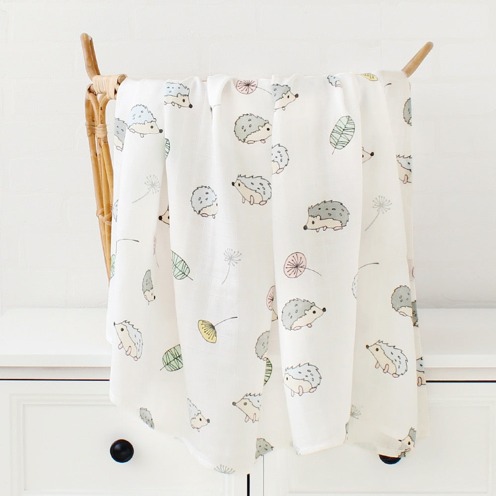 Baby Blankets Newborn Wrap Eucalyptus Leave Printed Organic Bamboo Cotton Muslin Swaddle Bedding Cover Baby Born