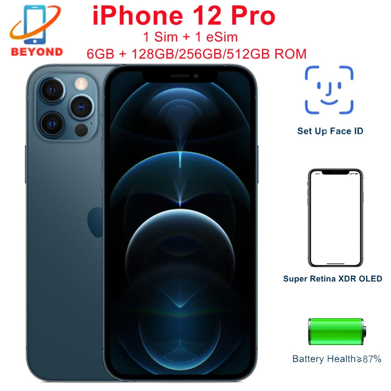 95% New Genuine iPhone 12 Pro 12Pro 128GB 256GB ROM 6.1" Super Retina OLED A14 Bionic IOS Face ID Unlocked 5G Cell Phones