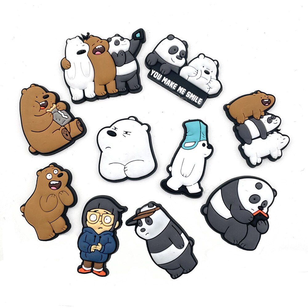 Hot 1pcs Jibz Cartoon brown bear/panda/white bear DIY Shoe Charms PVC Accessory Garden Croc clogs Shoe Buckle kids Gifts