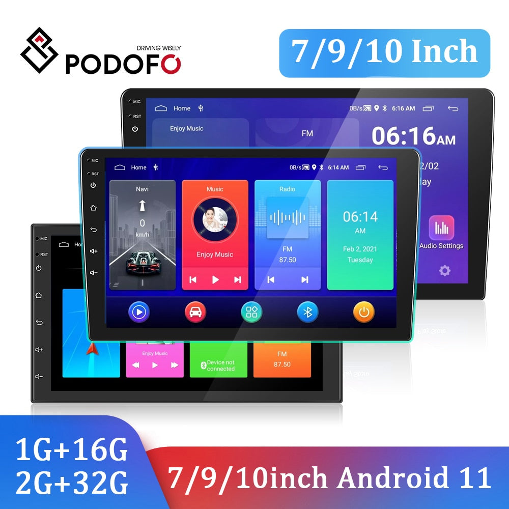 Podofo 2 din Android Car Multimedia Player 2din autoradio Navigation For Volkswagen Nissan Hyundai Kia Toyota Skoda Universal