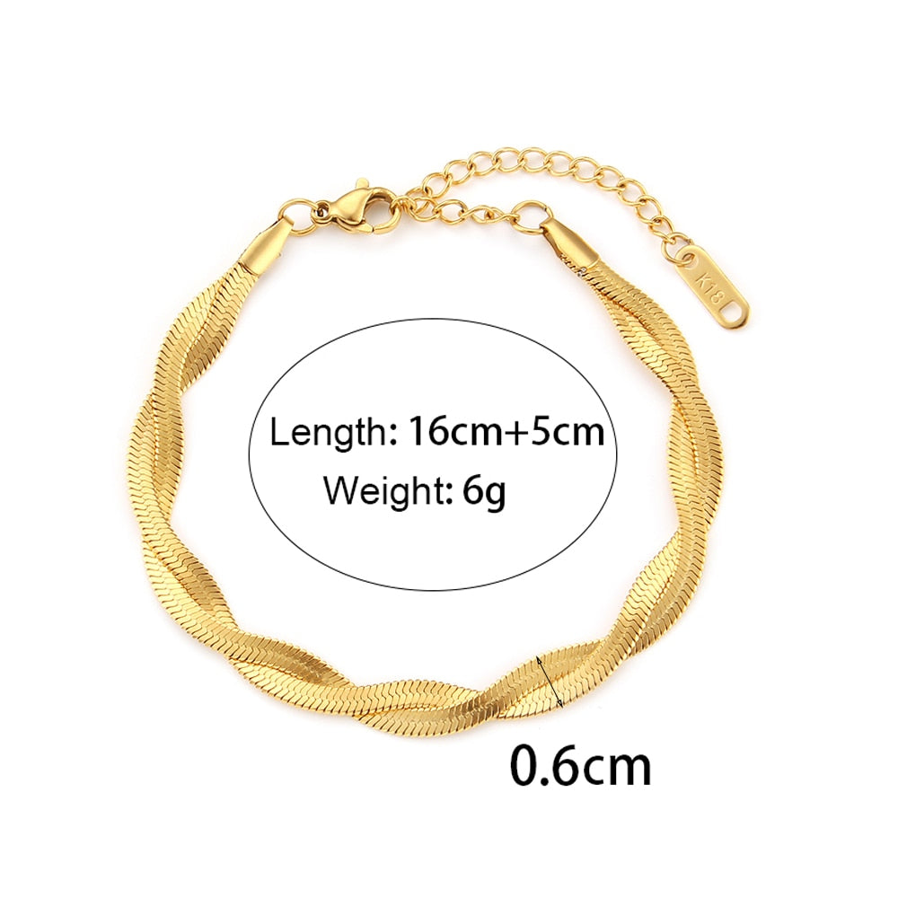 Color last 1-2 Years Miniamlist Gold Jewelry Street Style Stainless Steel 316L 18k Gold Plated Cuban Chain Bracelets For Women