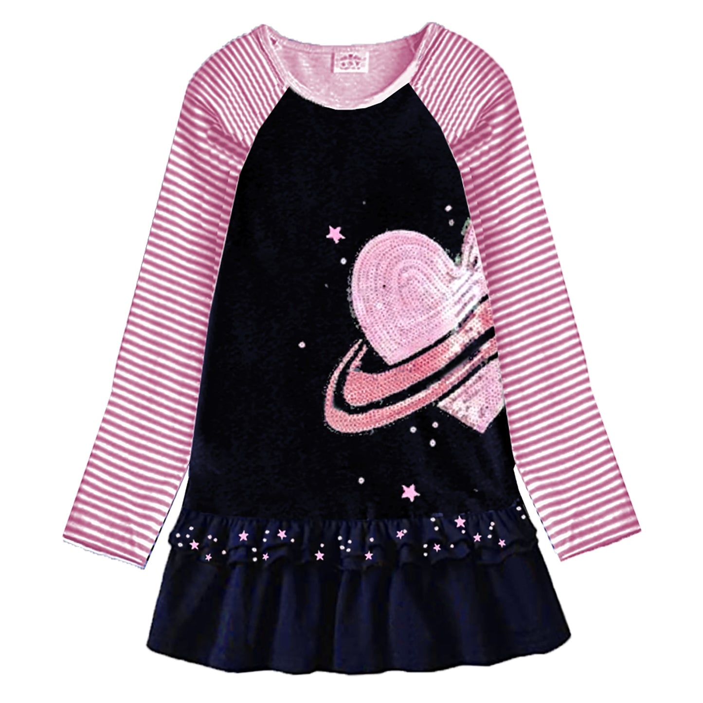 VIKITA Spring and Autum Girls Long Sleeves Dress Cotton Cartoon Children's Clothing Kids Princess Casual Clothes 2-8years