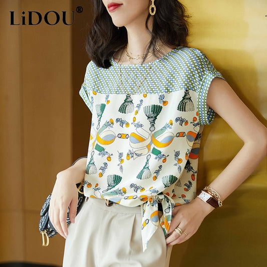 Summer New Korean Style Elegant Fashion Chiffon Pullover Female Kawaii Aesthetic Loose Casual Lady Shirt Sweat Chic Tops Women