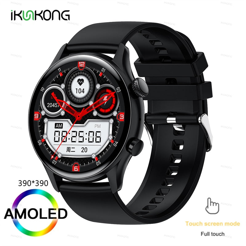 2022 New Smartwatch Mens 1.36 inch AMOLED 390*390 Screen Support Always On Display Smart Watch IP68 Waterproof For Huawei Xiaomi