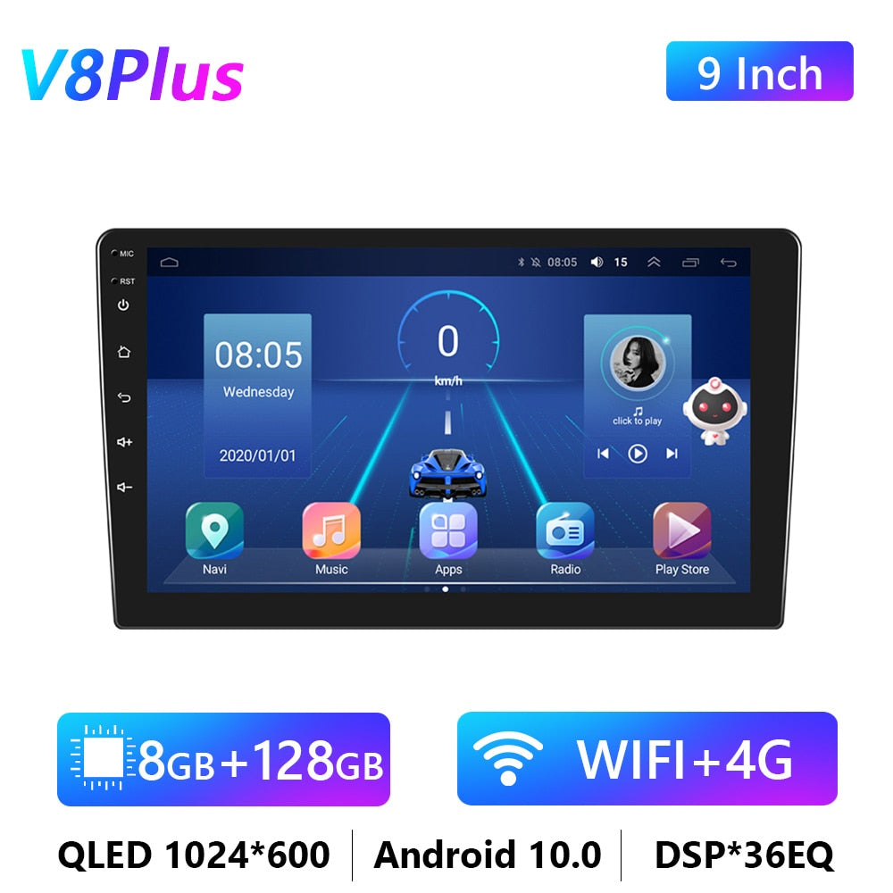 Podofo Android 9.0 2 Din Car Radio Stereo Multimedia Player Universal Auto For Volkswagen/Nissan/Kia/Toyota/Bmw/Passat/Toyota/Vw