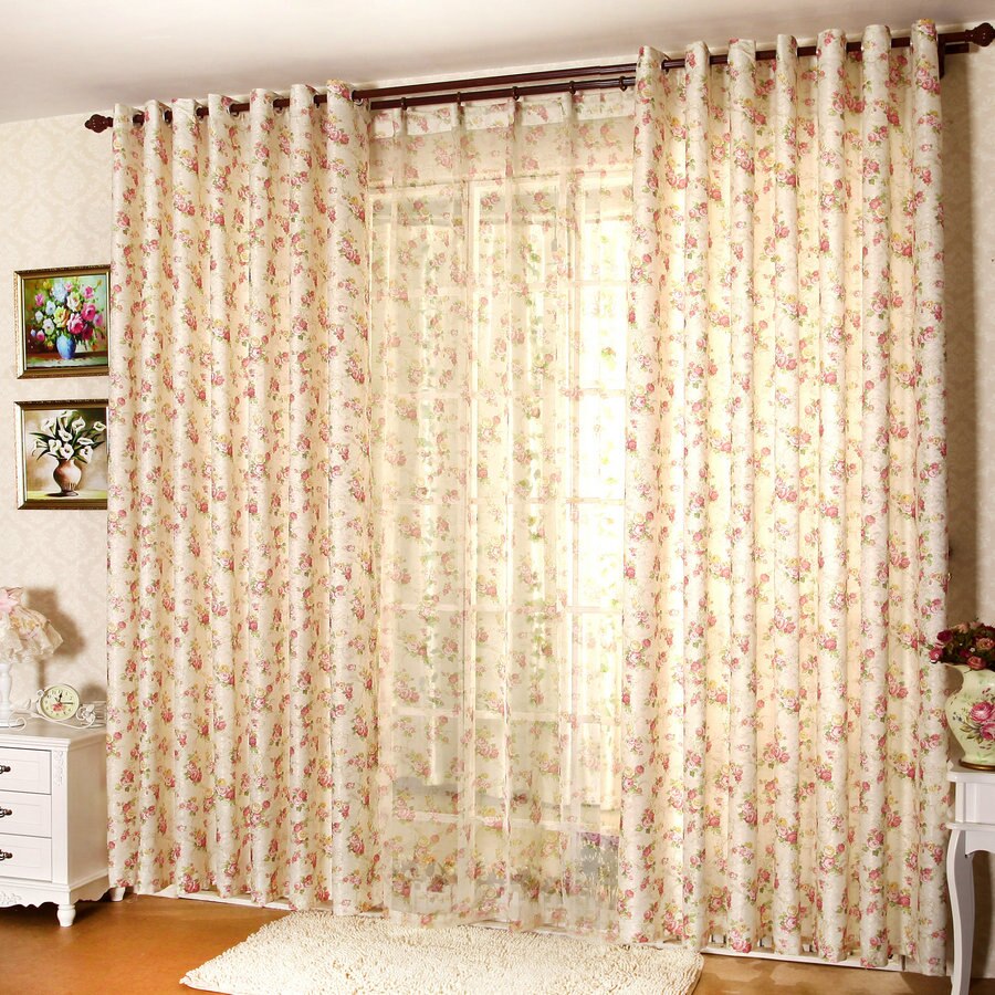 Cretonne Recommended New Flower Curtains Living Bedroom Korean Garden marriage room in Small Girl