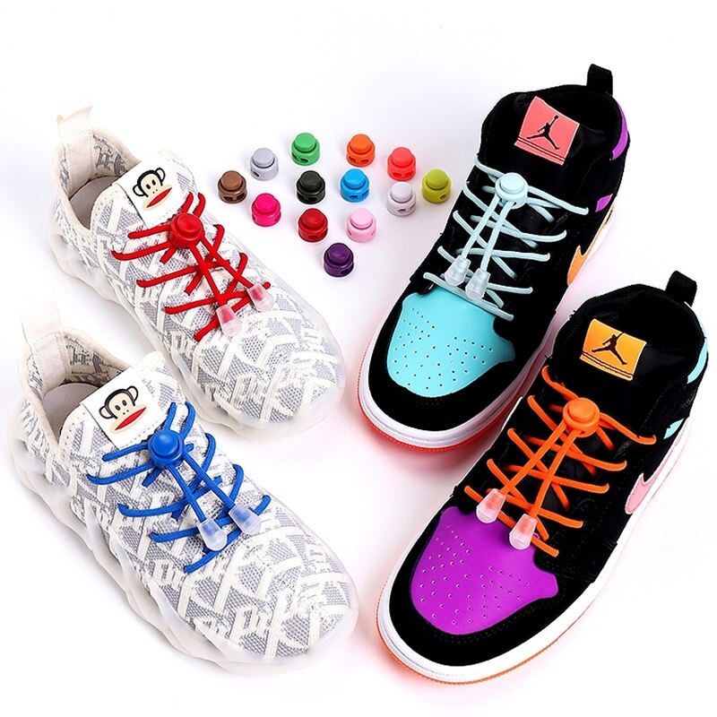 New Spring Lock Shoelaces without ties Elastic laces Sneakers Kids Adult Quick Shoe laces Round lazy Shoelace Shoes 15 Colors