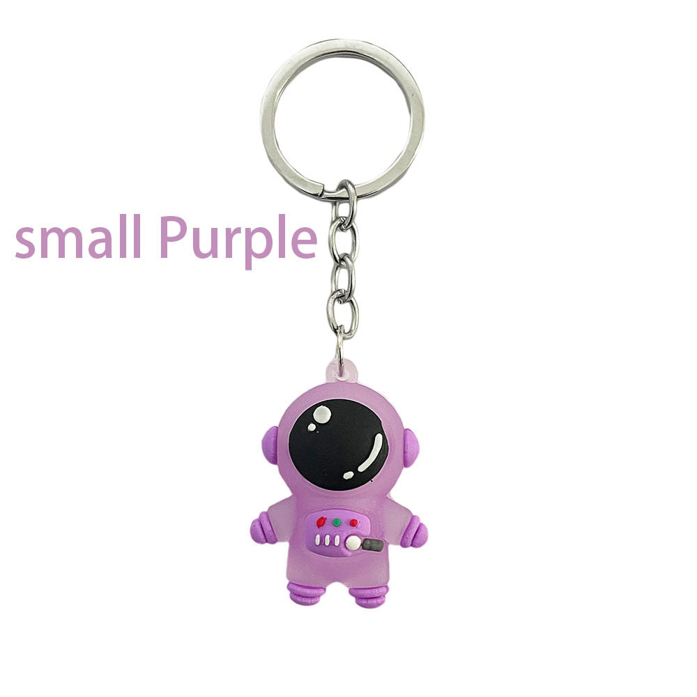 Creative Cute Cartoon Soft Glue Astronaut key ring Spaceman Car Key Chain Couple Backpack Pendant Gift DIY Keychain Accessories