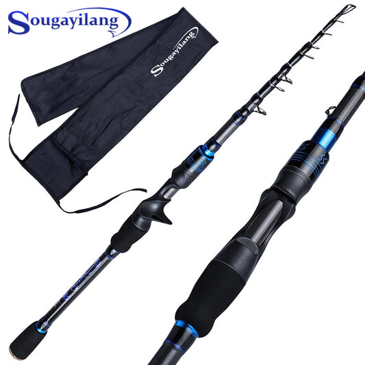 Sougayilang 1.8M 2.1M Telescopic Fishing Rod Carbon Fiber Spinning /Casting Lure Fishing Rod Travel Fishing  Rod Tackle Pesca