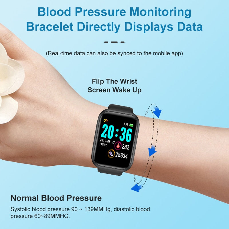 Y68 Smart Bracelet D20 Heart Rate Smart Bracelet Blood Pressure Sports Bluetooth Watch Color Screen Gift Electronic Production N