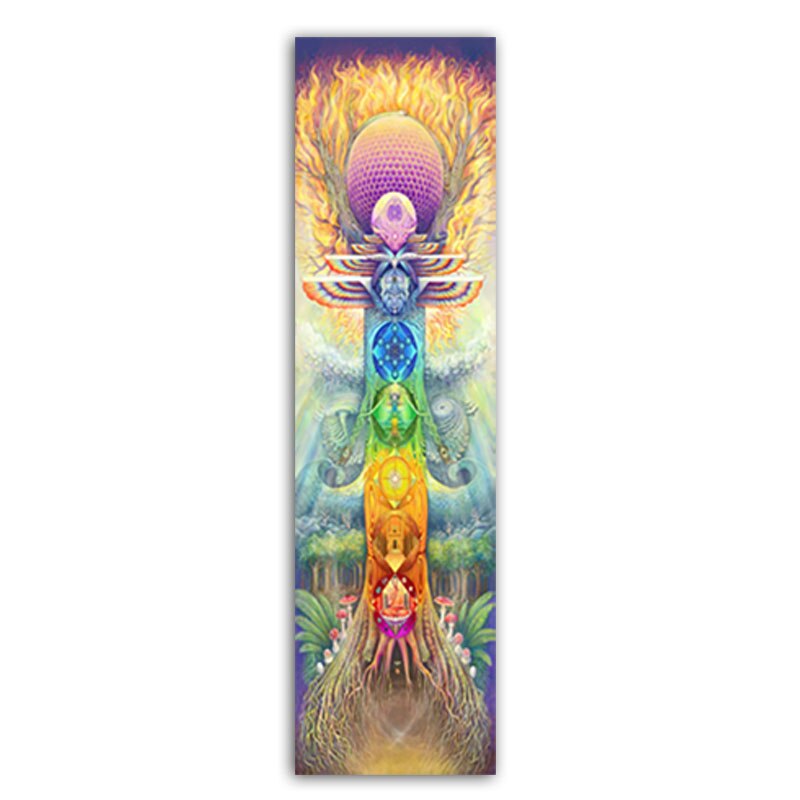 Wangart Bohemian Seven Chakras canvas Paintings Multicolor Planet Butterfly Flower Home Decoration  Painting