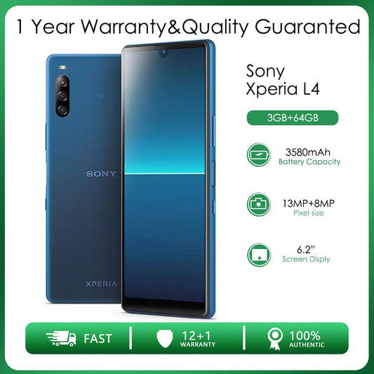 Original Unlocked Sony Xperia L4 Single/Dual Sim 3GB RAM+64GB Octa-core 13MP 6.2'' 3580mAh Android 9.0 NFC FM radio Smartphone