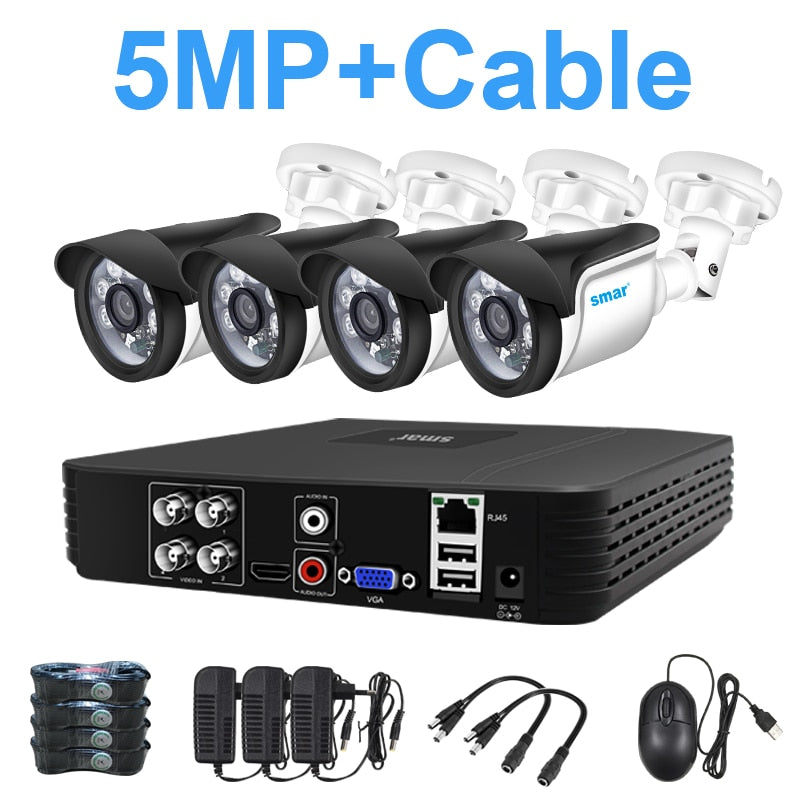 4CH CCTV System 5MP 1080P 720P AHD Camera Kit 5 in 1 Video Recorder Surveillance System Outdoor Security Camera Kit Email Alarm