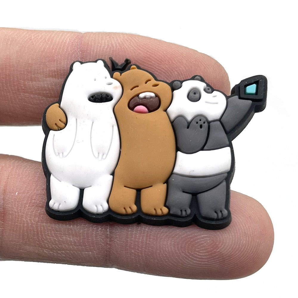 Hot 1pcs Jibz Cartoon brown bear/panda/white bear DIY Shoe Charms PVC Accessory Garden Croc clogs Shoe Buckle kids Gifts