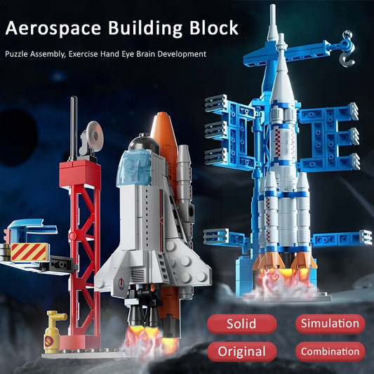 Aviation Spaceport Model Space Shuttle Rocket Launch Center Construction Building Blocks Spaceship Kids Bricks Creative Toys