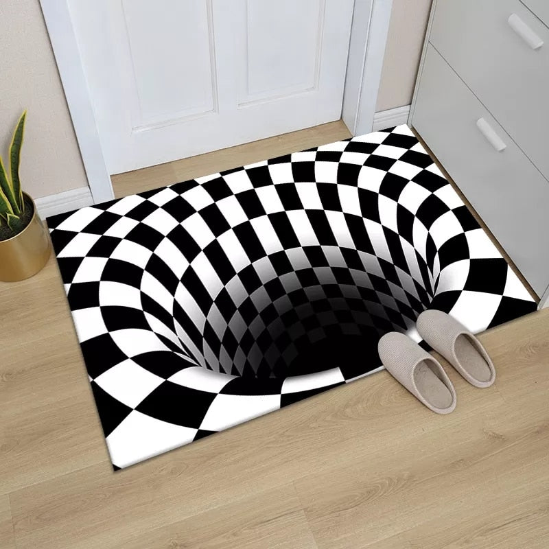 wangart 3D Vortex Illusion Carpet Entrance Door Floor Mat Abstract Geometric Optical Doormat Non-slip Floor Mat Living Room