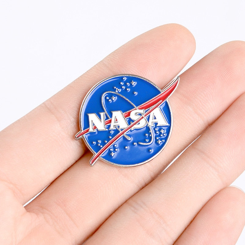 Space Enemal Lapel Pin Brooch Clothes Bag Hat Shirt Badge Jewelry Gifts for Women Girl Kids White Plated