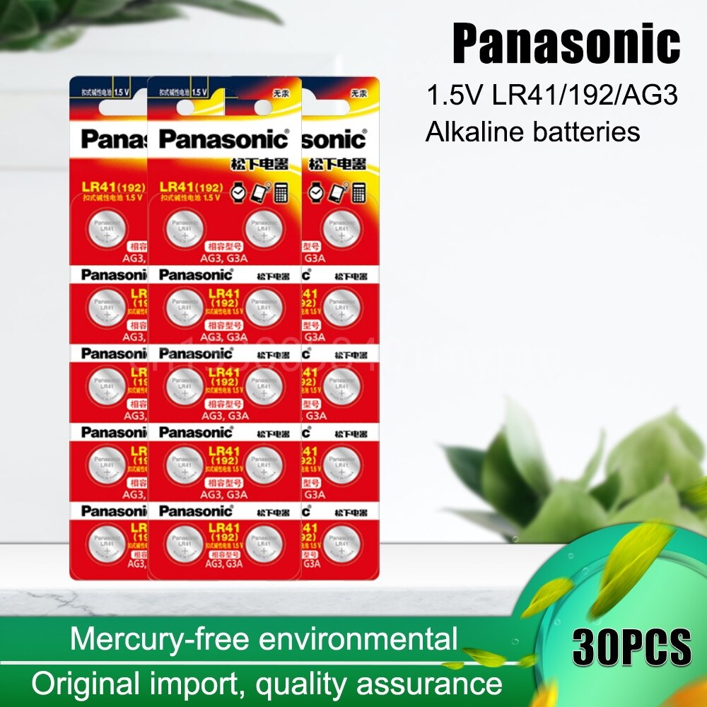 Panasonic Original LR41 192 AG3 G3A 92A SR41 L736 1.5V Button Coin Cells for Toys Clock Watch Scale Dry Primary Battery