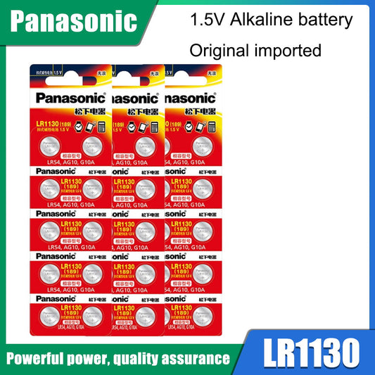 Panasonic LR1130 189 AG10 LR54 L1131 SR1130 V10GA 1.5V Button Cell Coin for Clock Calculator Scale Dry Primary Battery