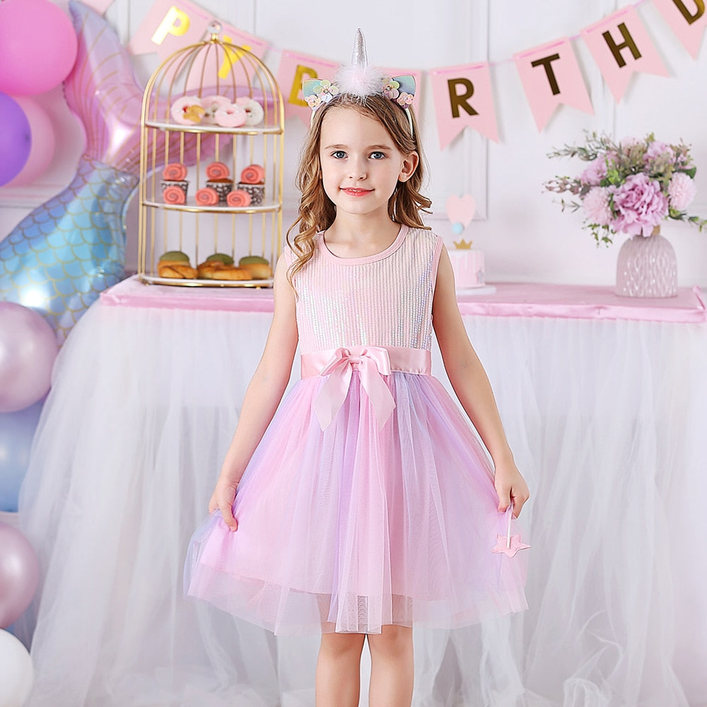 VIKITA Princess Girls Dress Children Clothing Girl Summer Sleeveless Dress Kids Dresses for Girls Toddler Girl Casual Dresses