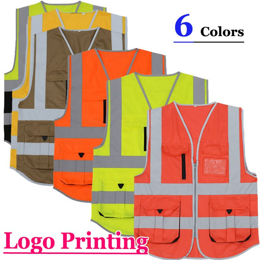 SFvest  construction  high visibility jacket reflective safety vest mens gilet fluorescent free shipping