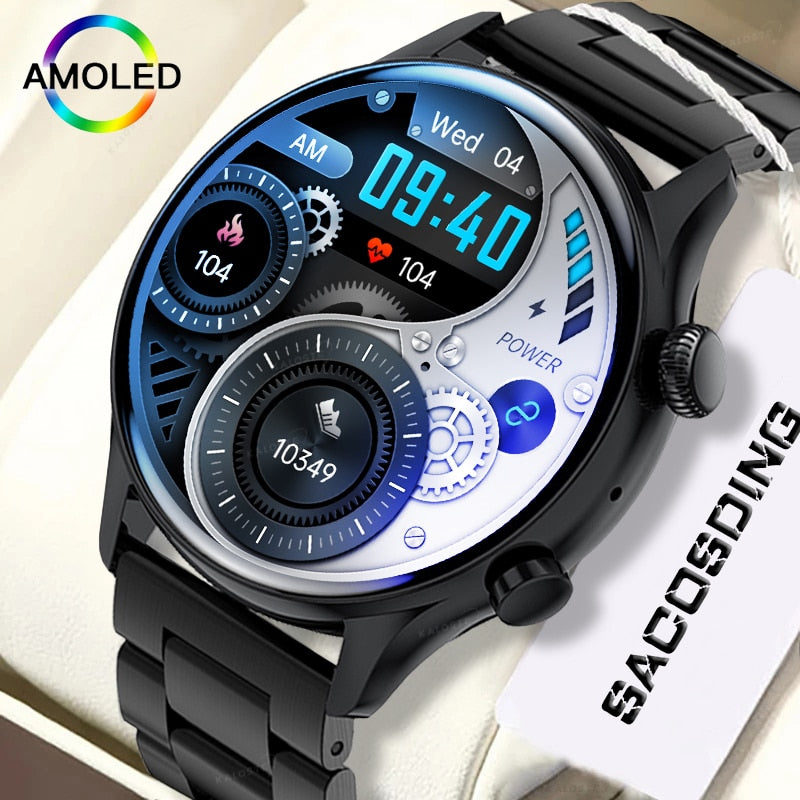 2022 New Smartwatch Mens 1.36 inch AMOLED 390*390 Screen Support Always On Display Smart Watch IP68 Waterproof For Huawei Xiaomi