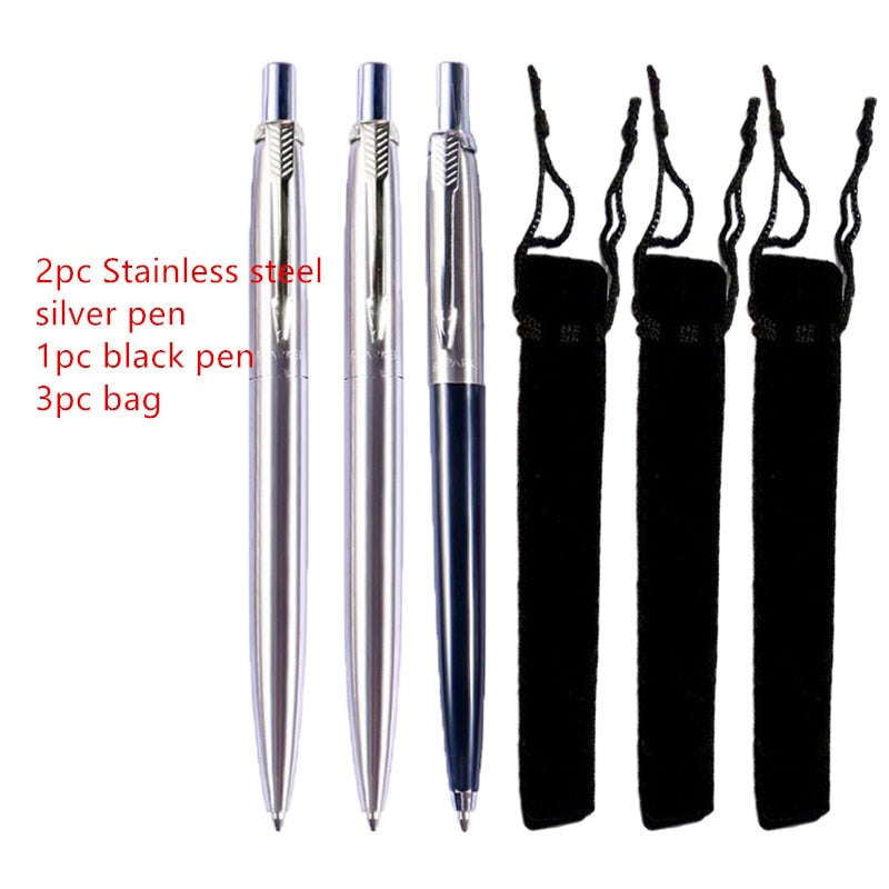 3pc Set Ballpoint Pen Press Typ Ink Pen Stainless Steel Push Stationery Office School Supplies Writing Gift Pen