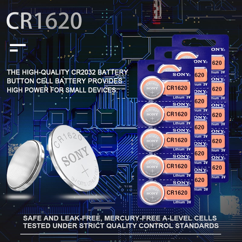 SONY Original CR1620 Button Cell Battery 3V Lithium Batteries CR 1620 for Watch Remote Toy Computer Calculator Control