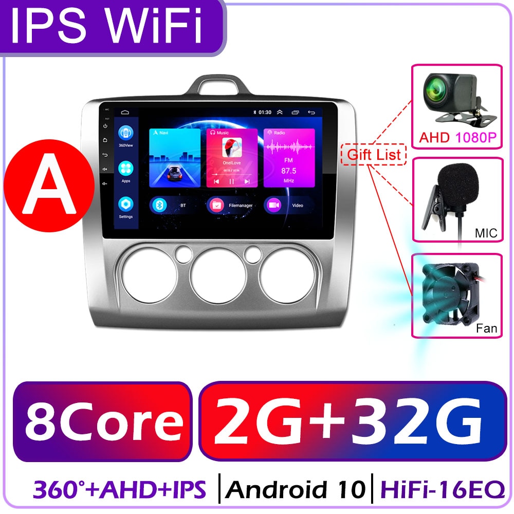 Carplay Car Android Radio For Ford Focus 2 3 Mk2 Mk3 2004 2005-2011 Exi AT Auto 4G Multimedia Player GPS 2din 9" 2 Din Autoradio