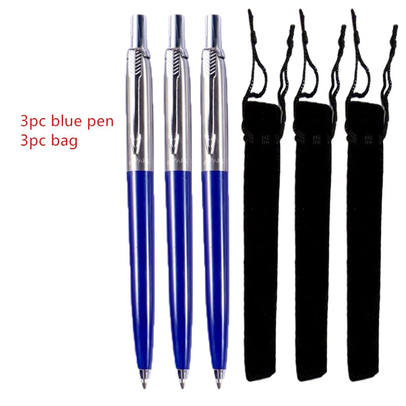 3pc Set Ballpoint Pen Press Typ Ink Pen Stainless Steel Push Stationery Office School Supplies Writing Gift Pen