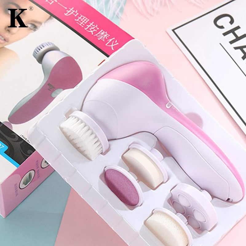 5 In 1 Face Cleansing Brush Silicone Facial Brush Electric Wash Face Machine Facial Brush Facial Cleansing Brush Face Wash New