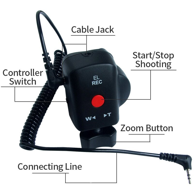 Camera Zoom Controller 2.5mm For Panasonic Cable Remote Control Useful Video Focus LANC Jack REC For Sony Hands Free Camcorders