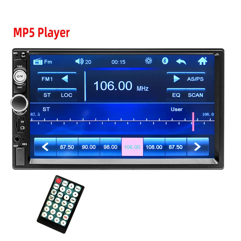 Podofo 2 Din Car Radio Stereo Bluetooth 7" HD Car Stereo Auto Audio Multimedia Player MP5 Universal Touch Screen USB TF FM