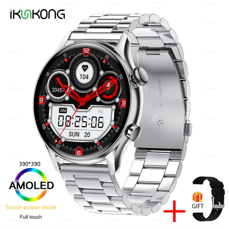 2022 New Smartwatch Mens 1.36 inch AMOLED 390*390 Screen Support Always On Display Smart Watch IP68 Waterproof For Huawei Xiaomi