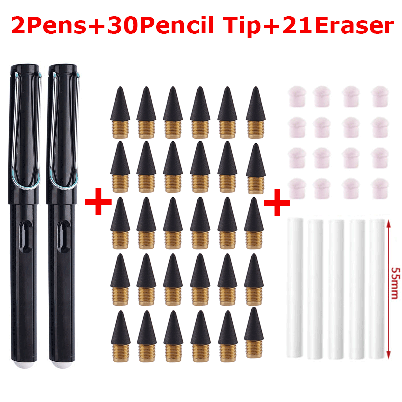 37/53PCS/Set Eternal Pencil Double Eraser  Pencils Art Sketch Painting Design Tools School Supplies School Stationery Gifts