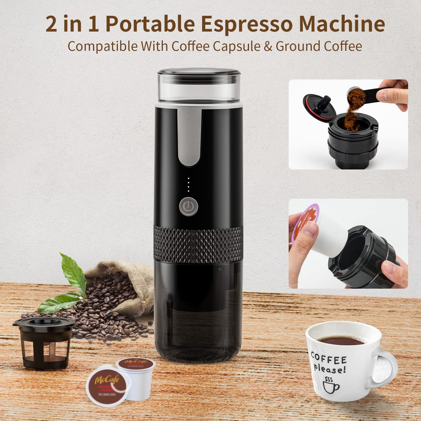 Portable Espresso Machine Small Single Serve 50 Cups Coffee Maker Compatible With Nespresso for Camping Travel Car Office Home