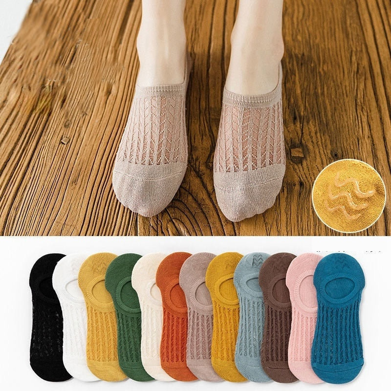 5pair Women Invisible Boat Socks Summer Mujer Silicone Non-slip Chaussette Ankle Low Female Cotton Show Breathable Calcetines