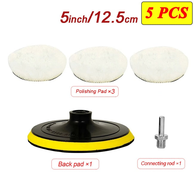 3/4/5 inch Polishing Kit Polishing Pad Car Waxing Sponge Disk Wool Wheel Auto Paint Care Polisher Pads Car Gadget