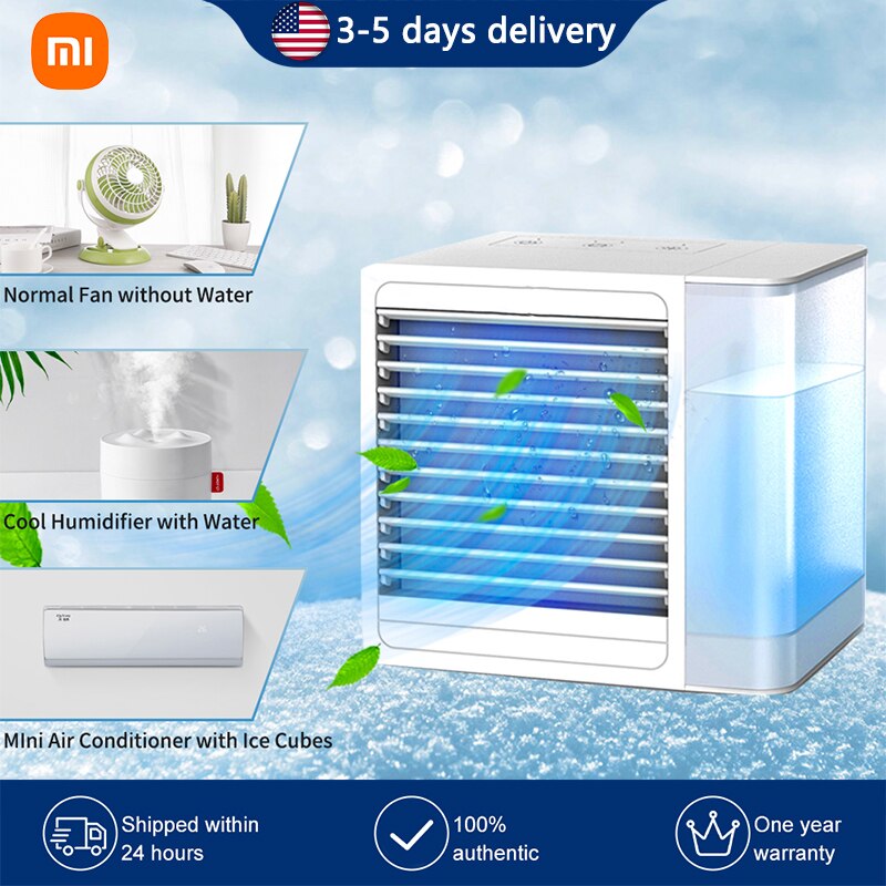 XIAOMI Portable Air Conditioner Household Office Air Cooler LED Night Light Silent Fan Multifunctional Mobile Air Conditioner