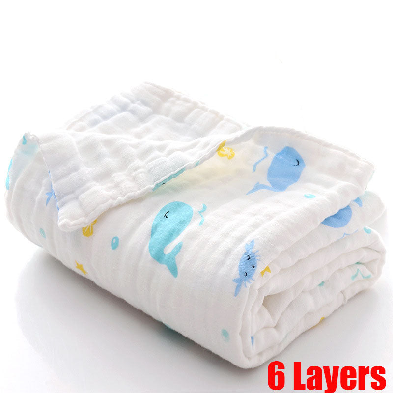 Baby Bath Towel Boy Girl 100% Cotton Baby Towel Blanket For Newborn Baby Bathrobe 6 Layers Gauze Washcloth Infant Swaddle