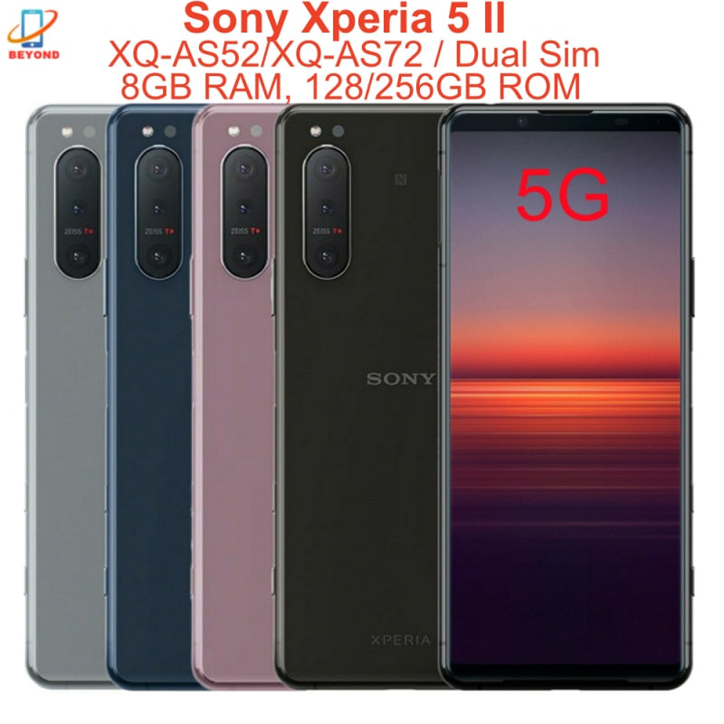 Sony Xperia 5 II 5ii 5G Dual Sim XQ-AS52 XQ-AS72 6.1" 128/256GB ROM 8GB RAM Snapdragon 865 Octa Core NFC Original Cell Phone