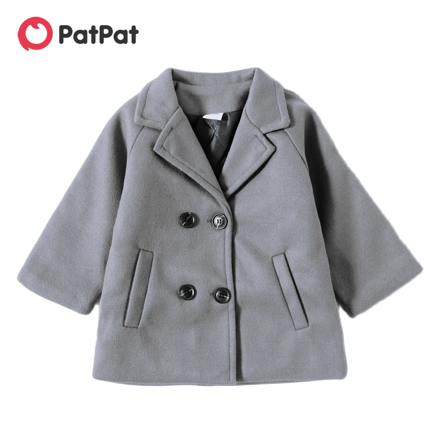 PatPat Winter Kids Boys Girl Grid Jackets Lapel Collar Double Breasted Coat Baby Boy Trench Coat Autumn Kids Outerwear Coats