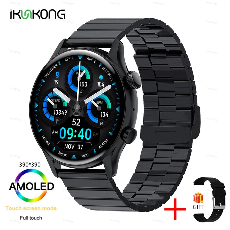 2022 New Smartwatch Mens 1.36 inch AMOLED 390*390 Screen Support Always On Display Smart Watch IP68 Waterproof For Huawei Xiaomi