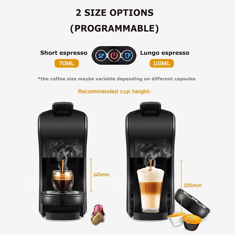 Expresso Coffee Machine 19Bar 3in1 Multiple Capsule For Dolce Gusto&Nespresso&Powder Multifunction Automatic Coffee Maker