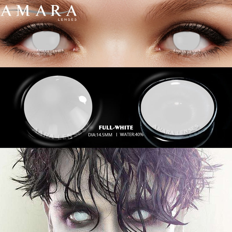 AMARA Cosplay Color Contact Lenses for Eyes Anime Eye Lenses 1Pair White Black Lenses Contact Lenses Cosmetic Color Lens Eyes