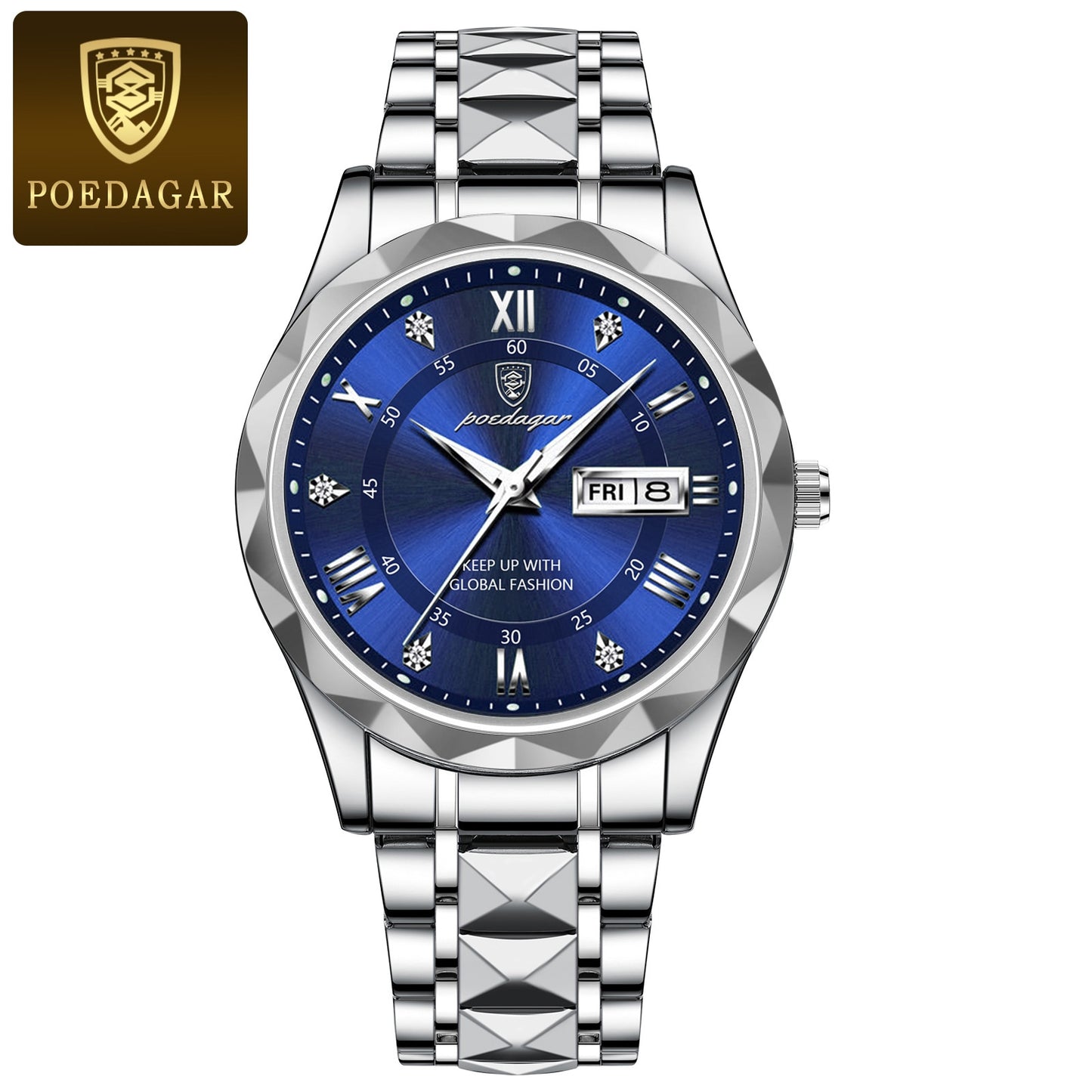 POEDAGAR Luxury Men Watches Business Top Brand Man Wristwatch Waterproof Luminous Date Week Quartz Men's Watch High Quality+Box