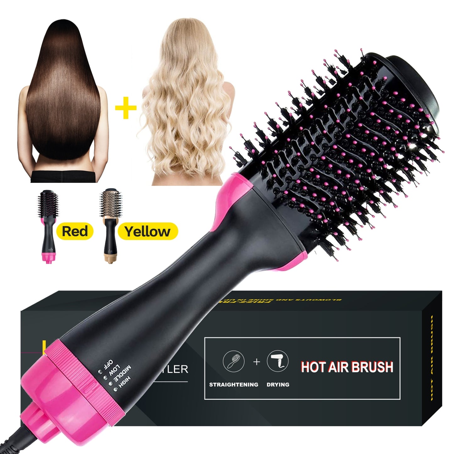 3 In 1 Hair Dryer Brush Blow Dryer with Comb One Step Hair Blower Brush Hot Air Styling Comb Electric Hair Straightening Brush