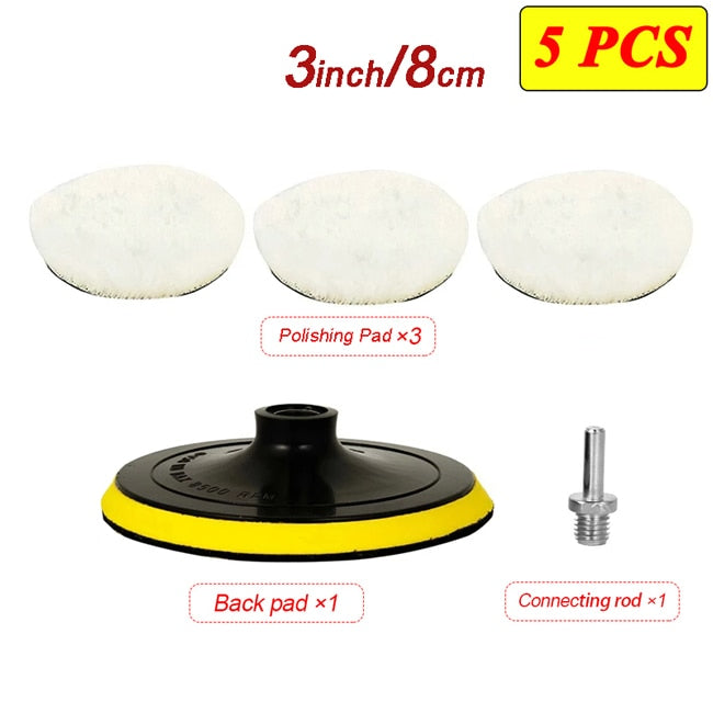 3/4/5 inch Polishing Kit Polishing Pad Car Waxing Sponge Disk Wool Wheel Auto Paint Care Polisher Pads Car Gadget