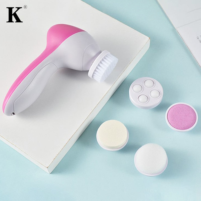 5 In 1 Face Cleansing Brush Silicone Facial Brush Electric Wash Face Machine Facial Brush Facial Cleansing Brush Face Wash New