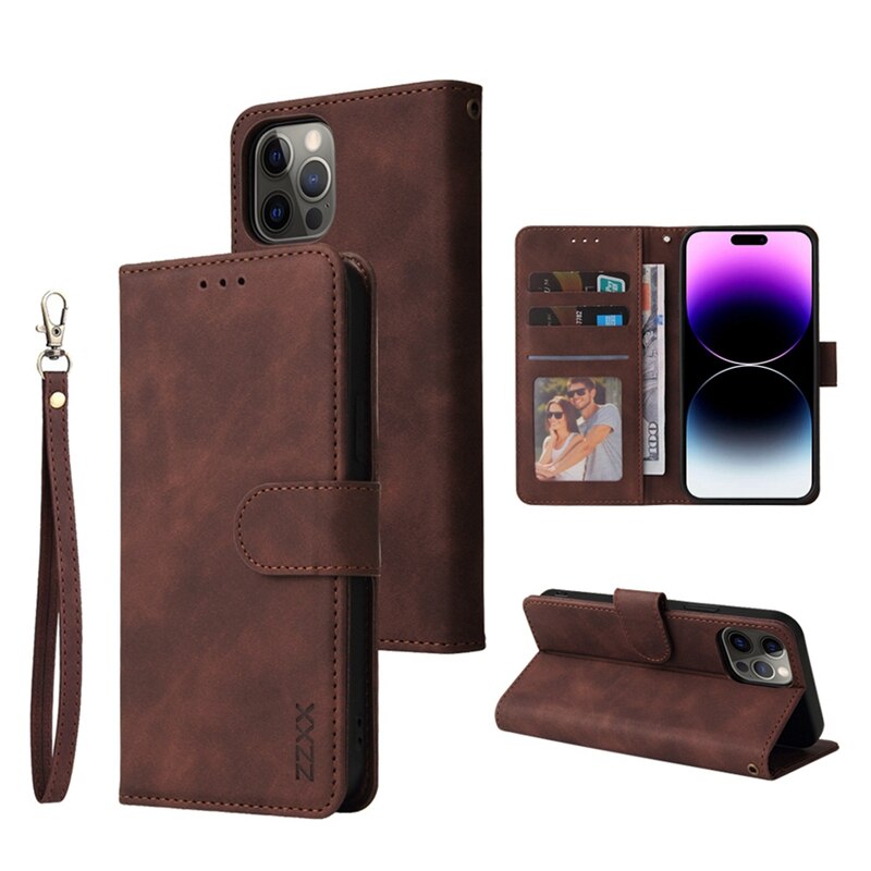 Wallet Hand Rope Magnetic Flip Leather Case For iPhone 14 Pro 14 Plus 13 Pro 13 Mini 11 Pro SE 2022 XS XR 8 Plus 7 Plus 6S Cover